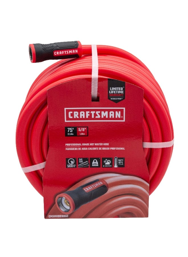 ORBIT Craftsman Professional Grade Hot Water Hose Red and Black 5/8 Inch x 75 ft CMXMHBB16552 - Image 1