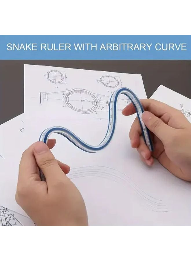 Flexible Curve Ruler Blue Adjustable Shape Durable Plastic Tool for Drawing Design Art Projects - Image 4