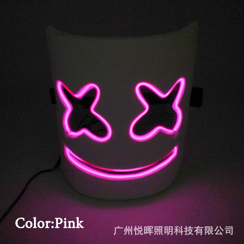 Baoda Electronic Music Festival Marshmallow Dj Headgear Cos Halloween Luminous Mask Led Luminous Marshmallow Headgear - Image 1