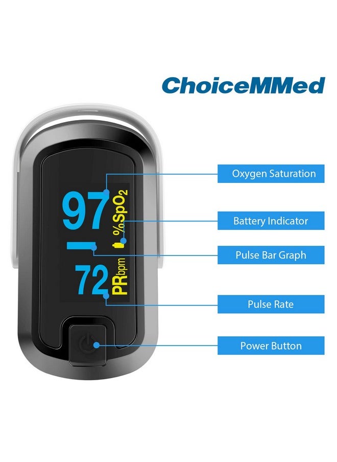 ChoiceMMed ChoiceMMed OLED Fingertip Pulse Oximeter Oxygen Monitor Dual Color Black/White  - Image 3
