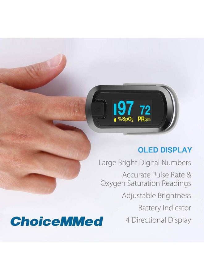 ChoiceMMed ChoiceMMed OLED Fingertip Pulse Oximeter Oxygen Monitor Dual Color Black/White  - Image 2
