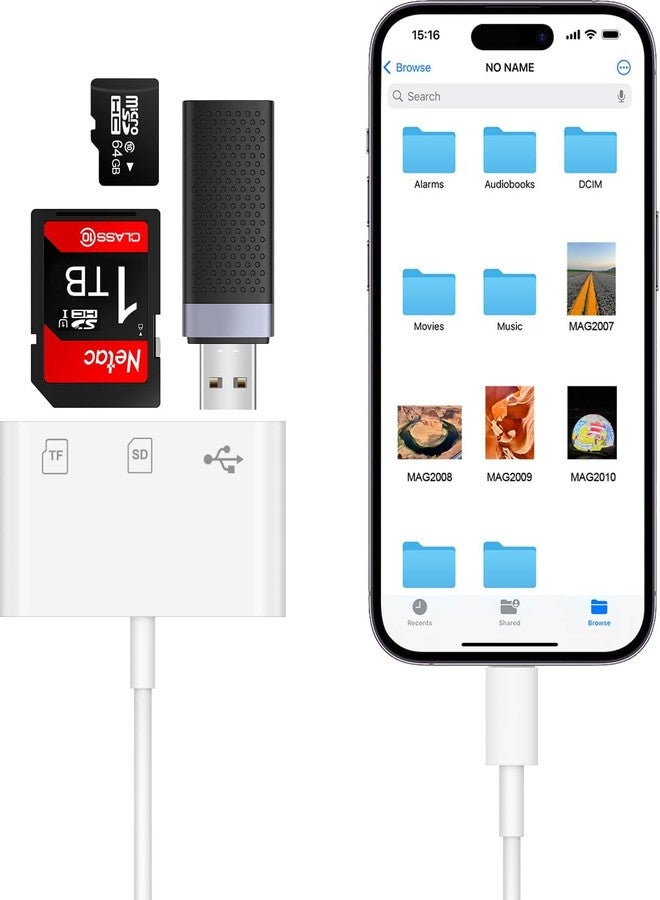 MOKEMAKE [Apple MFi Certified] SD Card Reader for iPhone, Lightning to SD Card Reader, 3-in-1 SD Card Reader for SD Card/Micro SD Digital Camera Adapter Compatible with iPhone, Plug & Play SD Card Reader - Image 4