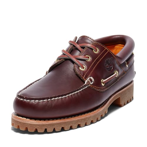Timberland Men's 50009 Authentics 3-Eye Classic Lug Boat Shoe, Burgundy/Brown,8.5 M - Image 1