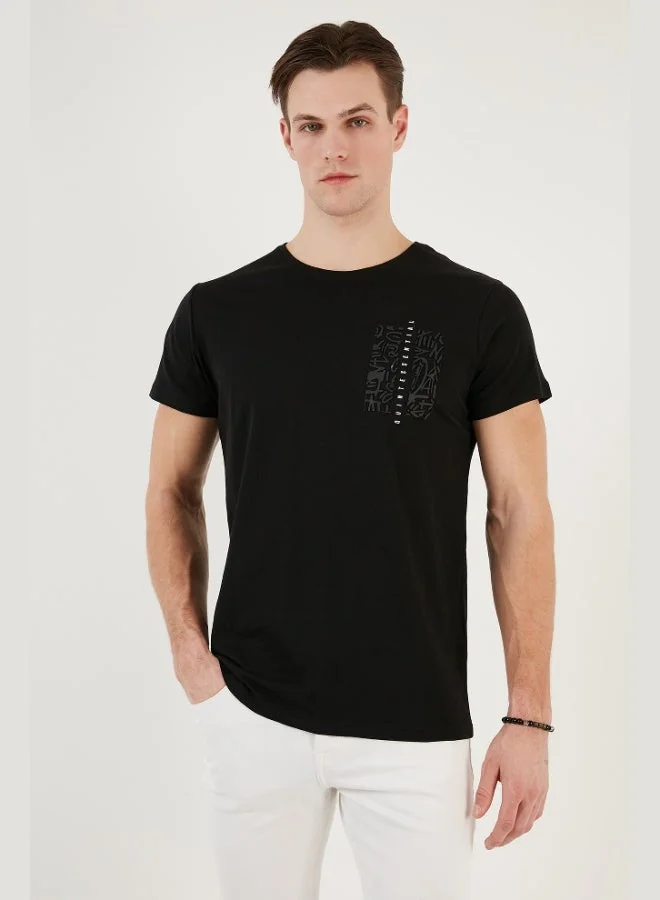 بوراتي تيشيرت رجالي قطن بقصة ضيقة وياقة دائرية من بوراتي