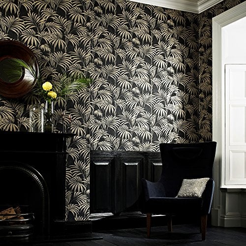 Graham & Brown Honolulu Gold Wallpaper, Black/Metallic - Image 2