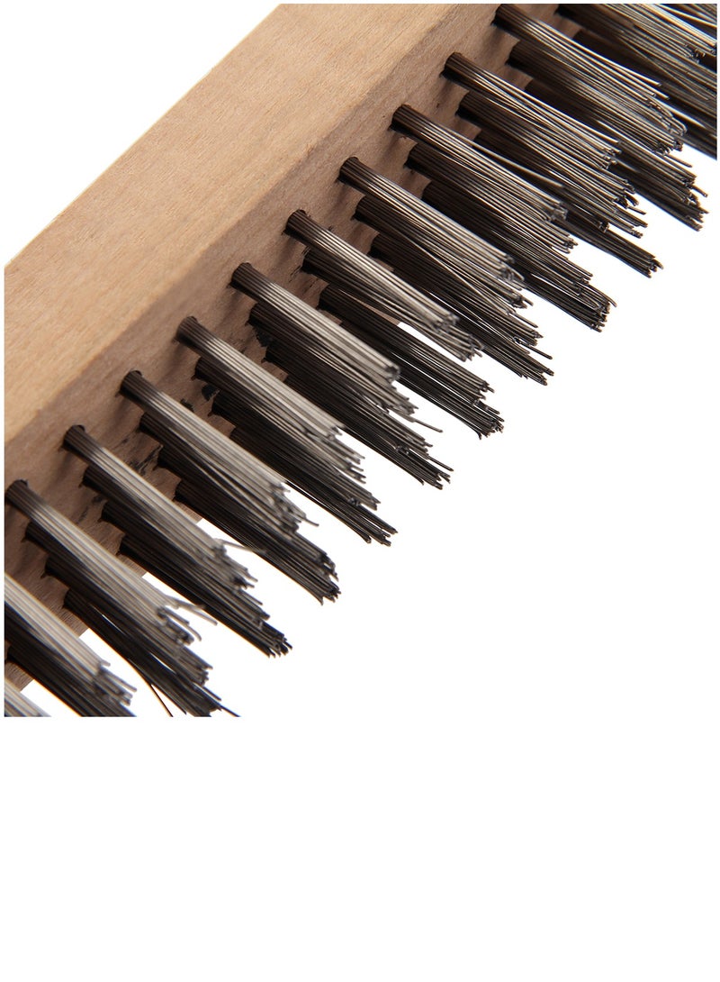 كسيبي فرشاة يد حديدية مقاس 4 × 16 صف، شعيرات فولاذية مطلية بمقبض خشبي لتنظيف الصدأ وإزالة الطلاء تنظيف الأجزاء المعدنية من الأوساخ في المرآب وورش العمل والساحات. - Image 2