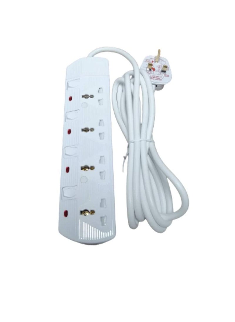 RR - RR ESMA Approved Universal Power Extension Socket with Individual Neon Light Switches - 13A Plug 250V (4 Way - 3 Mtr Cable) - Image 1