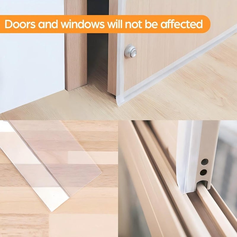 Bruiefpap 33.5 Ft Weather Stripping Door Seal Strip, Silicone Tape for Draft Stopper, Self Adhesive Shower Door Bottom Seal and Insulation Strip for Door Frame, Windows and Glass Gaps (Transparent, 25+35mm) - Image 5