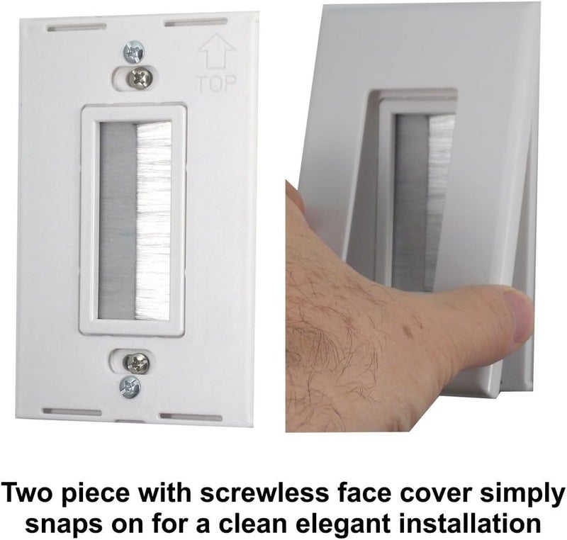 POWERBRIDGE Solutions PB-WPB-2 Cable Management Brush Wall Plate, Decora Style, Cable Pass Through, 2-Pack - Image 5