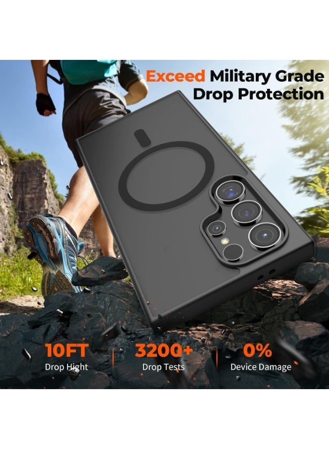 Magnetic for Samsung Galaxy S24 Ultra Case Matte Black, S24 Ultra Phone Case Compatible with MagSafe Frosted Translucent Shockproof Anti-Scratch Slim Fit Case Military Grade Protection (Matte Black) - Image 4