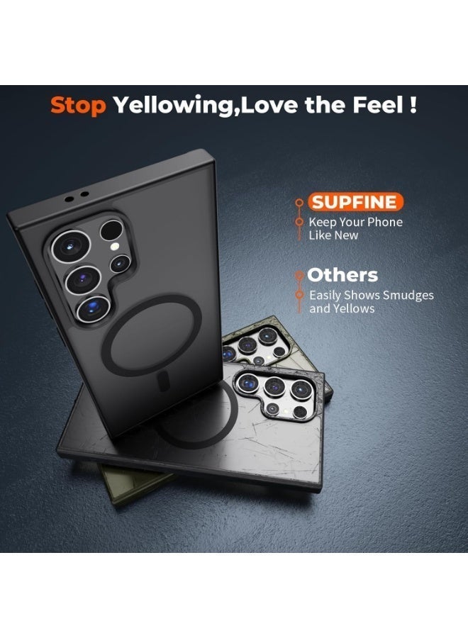 Magnetic for Samsung Galaxy S24 Ultra Case Matte Black, S24 Ultra Phone Case Compatible with MagSafe Frosted Translucent Shockproof Anti-Scratch Slim Fit Case Military Grade Protection (Matte Black) - Image 5