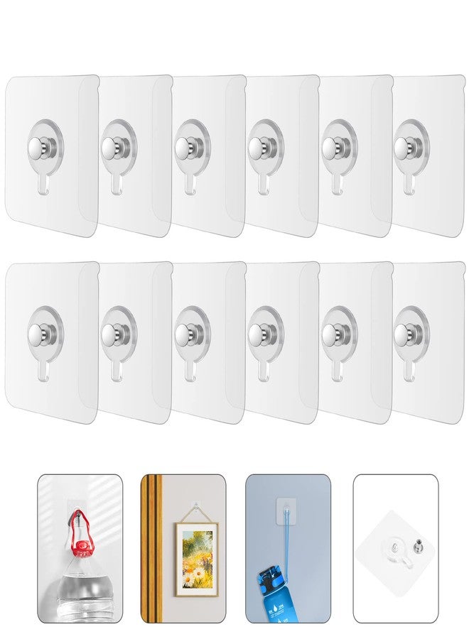 flintronic Self-Adhesive Picture Hooks, Pack of 12 Transparent Pictures, Adhesive Hooks, Picture Hangers, No Drilling, Self-Adhesive Picture Hangers for Pictures, Posters, Photos, Decorative Paintings - Image 1