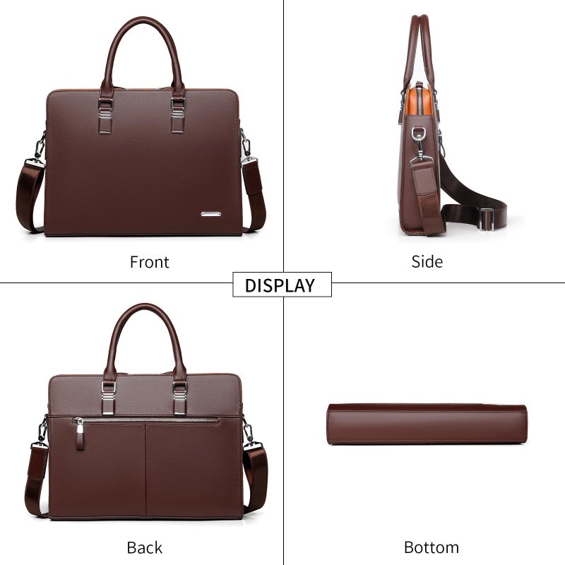 FSD.WG FSD.WG]Business Bag Leather Briefcase Shoulder Laptop Business Bag for Men  - Image 3