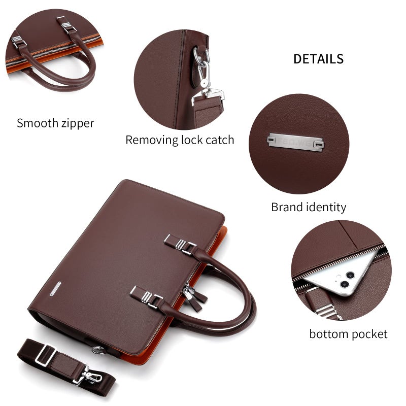 FSD.WG FSD.WG]Business Bag Leather Briefcase Shoulder Laptop Business Bag for Men  - Image 5