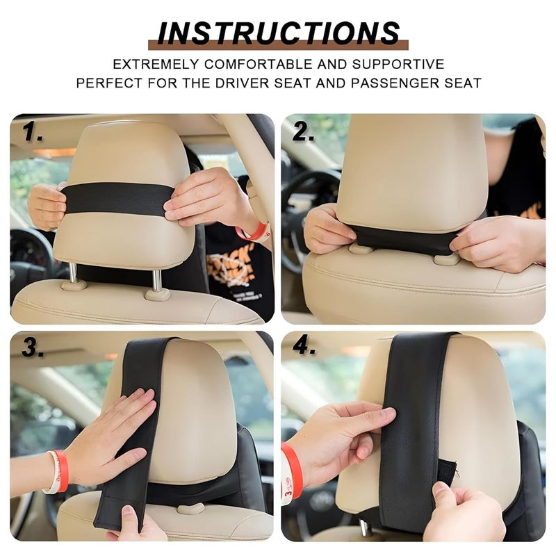 CARTEEO Car Seat Headrest Neck Rest Cushion Car Neck Pillow Durable 100 Pure Memory Foam Neck Pillow with Breathable Removable Cover Washable Comfortable Ergonomic Neck Pain Relief - Image 5