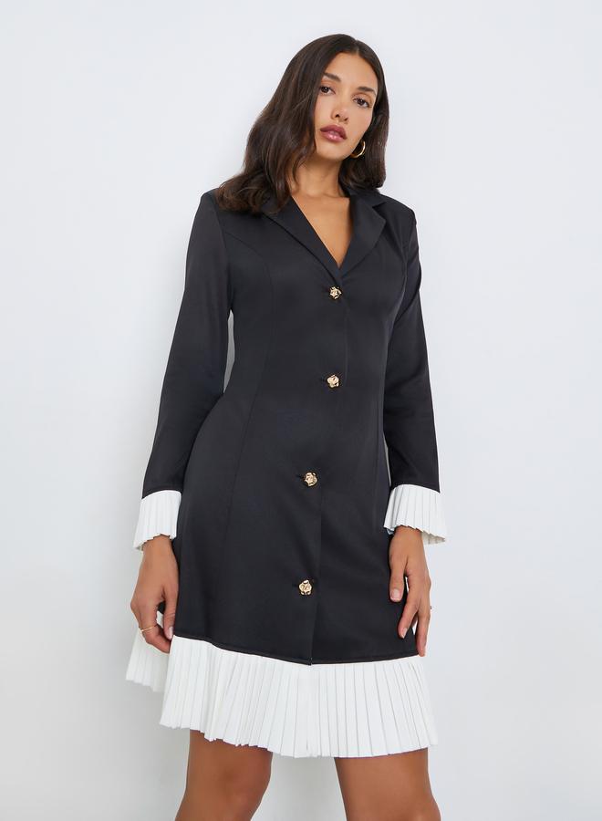 ستايلي فستان بليزر بطول الركبة بحافة مطوية - Image 3