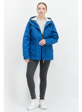 Trespass Women Hooded Long Sleeves Solid Windbreaker Jacket, Blue  - Image 4