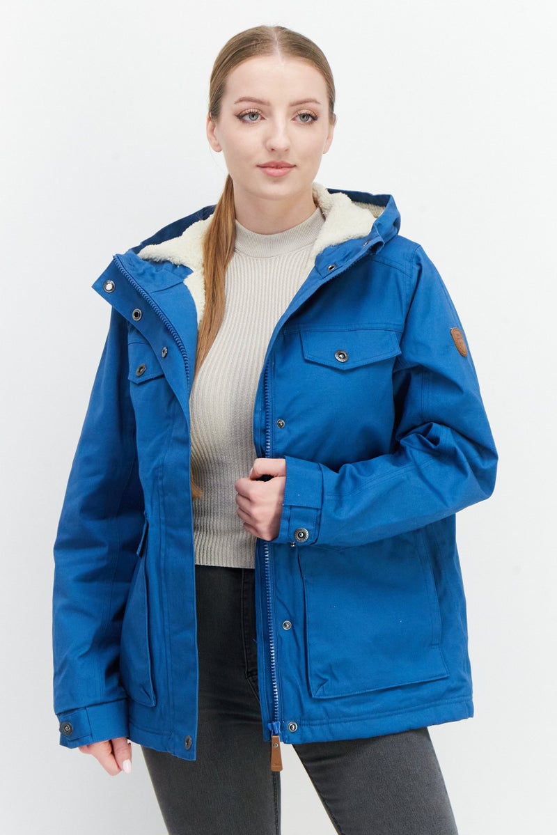 Trespass Women Hooded Long Sleeves Solid Windbreaker Jacket, Blue - Image 1