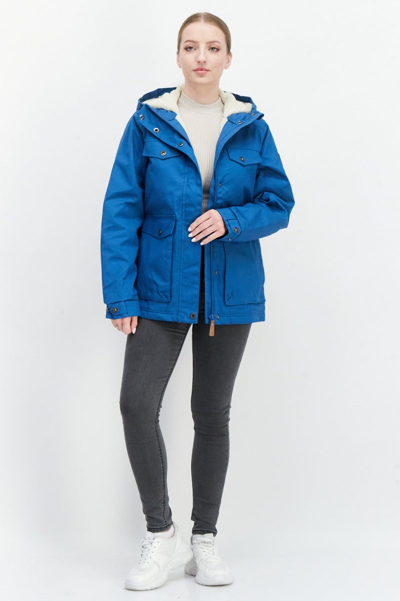 Trespass Women Hooded Long Sleeves Solid Windbreaker Jacket, Blue - Image 4