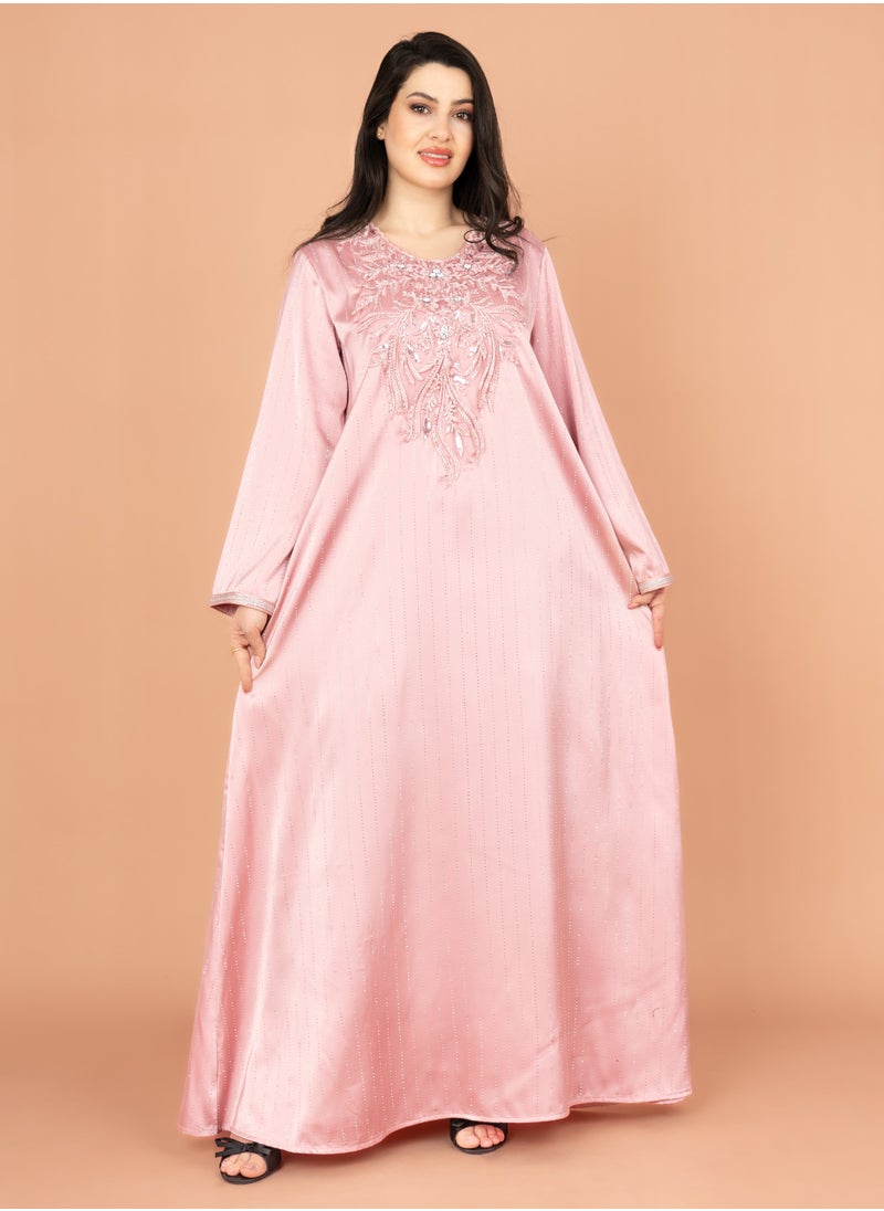 IKKXA - Crystal Cascade Jalabiya IK2014 Pink - Image 1