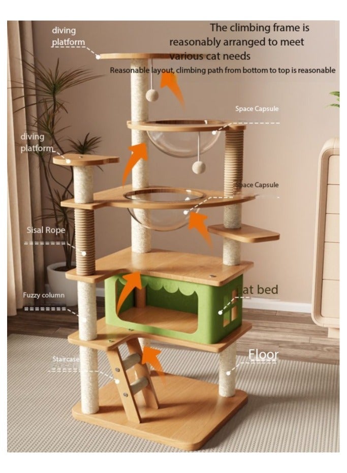 Cat tree, multi-functional, multi-layered, all-season, space capsule-style shelf, cat toy, cat bed all in one, space-saving design. - Image 4