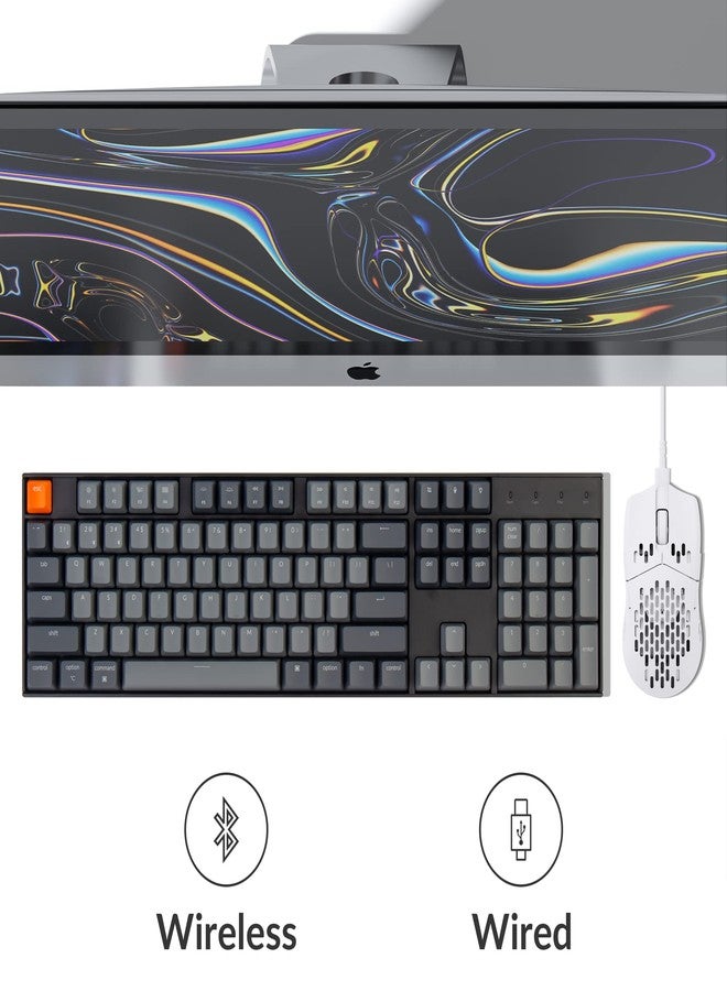 Keychron K10 Full Size Layout White LED Backlit Hot-Swappable Mechanical Keyboard for Mac Windows, Multitasking 104-Key Bluetooth Wireless/USB Wired Computer Keyboard with Gateron G Pro Red Switch - Image 4