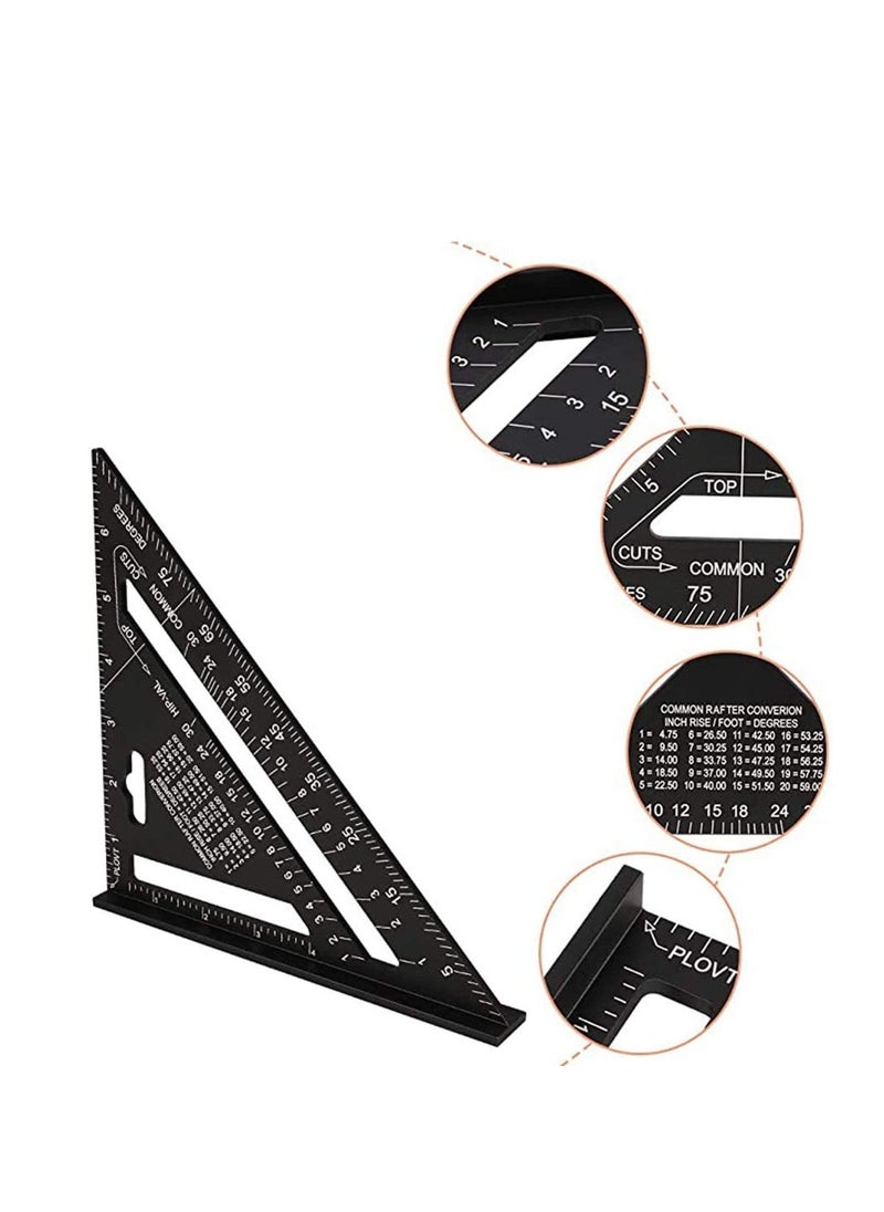 Generic Triangle Ruler, Black Square Protractor, High Precision Aluminum Alloy Triangle Ruler, Layout Measuring Tool for Engineer Carpenter Home Builders, Artist 7 Inch Metric and Imperial  - Image 4