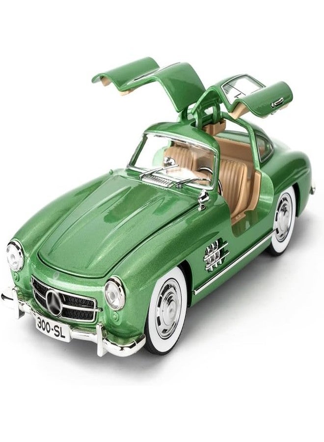 AHBHT Kids Model 1:24 Vintage 300 SL Classic Die Cast Metal Car Pull Back Action Opening Doors with Realistic Engine Sound Lights Toy Car Gift for Boys - Green - Image 1