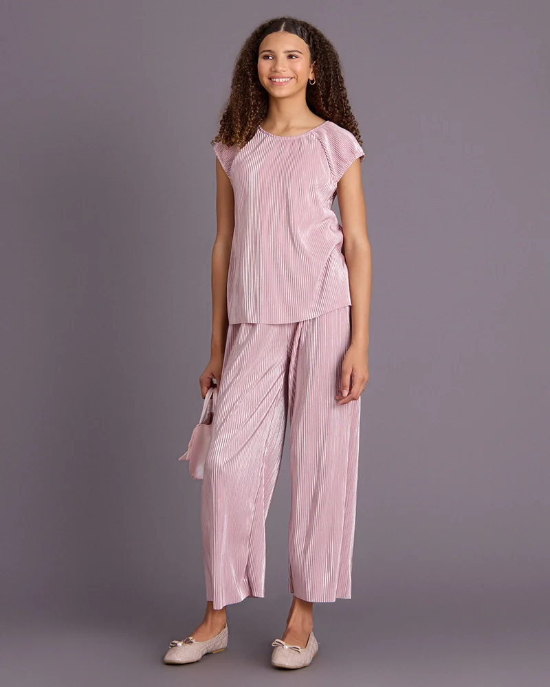ردتاغ Senior Girls Pink Glitzy Short Sleeve Top