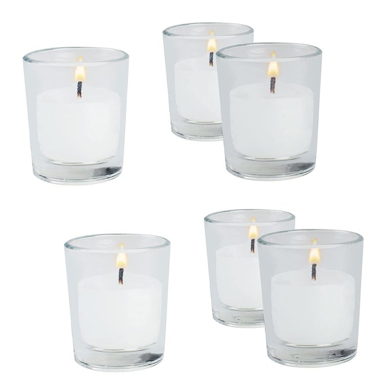 Kaameri Bazaar مجموعة من 6 شموع زجاجية معطرة برائحة الياسمين - هدية لعيد الديوالي للموظفين - Image 1