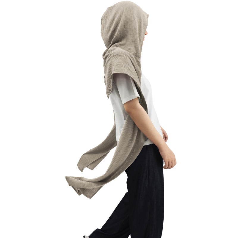 CosInStyle Women Men Fashion Shawl Scarf Cape | Multifunctional Hooded Cowl | Medieval Linen Cotton Cowl Hood |Vintage Goth Costume Accessory (Dark Gray) - Image 2