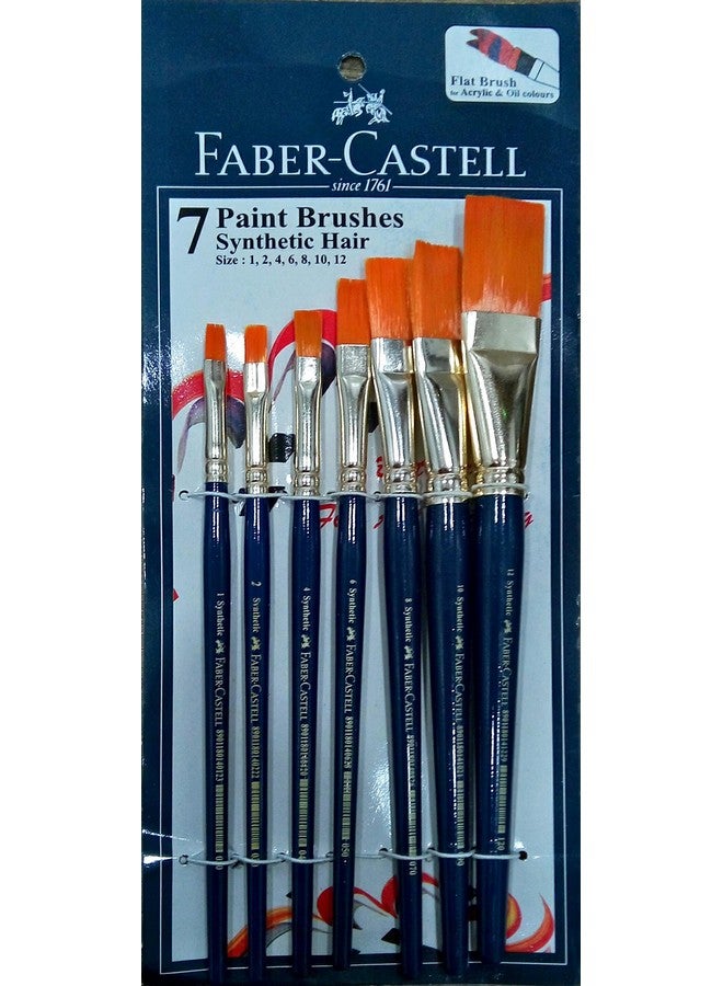 FABER-CASTELL Faber-Castell Paint Brush Set - Flat, Pack of 7 (Navy Blue)  - Image 4