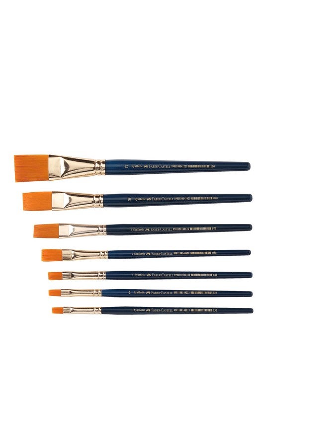 FABER-CASTELL Faber-Castell Paint Brush Set - Flat, Pack of 7 (Navy Blue)  - Image 2