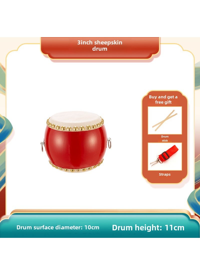 Generic Kids Drum Set 5-10 Inch Leather Percussion 3-inch sheepskin drum + drum stick + strap 