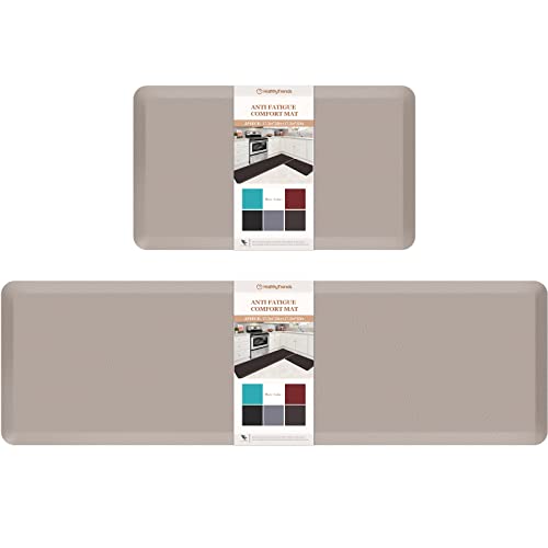 HappyTrends Kitchen Mat173x28173x60 Khaki Cushioned Comfort AntiFatigue Waterproof Floor Mat Kitchen Rugs Thick Perfect Ergonomic Foam Standing mat for Kitchen Home Office Laundry