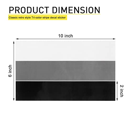 MOCHENT 2 Pcs Classic Retro TriColor Stripe Decal Sticker for Toyota Tacoma 4Runner Tundra Rav4 Accessories Grille Fender Hood Side Skirt Bumper Side Mirror Dashboard Decor WhiteLight GrayBlack - Image 3
