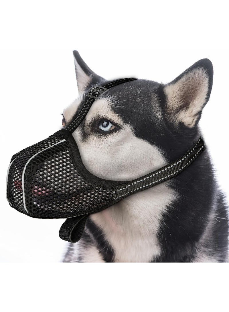 GNAFOTU Dog Muzzle,Dog Muzzle to Prevent Eating/Chewing/Biting, Breathable Reflective Adjustable Muzzle for Large Dogs(Black_XL)  - Image 1