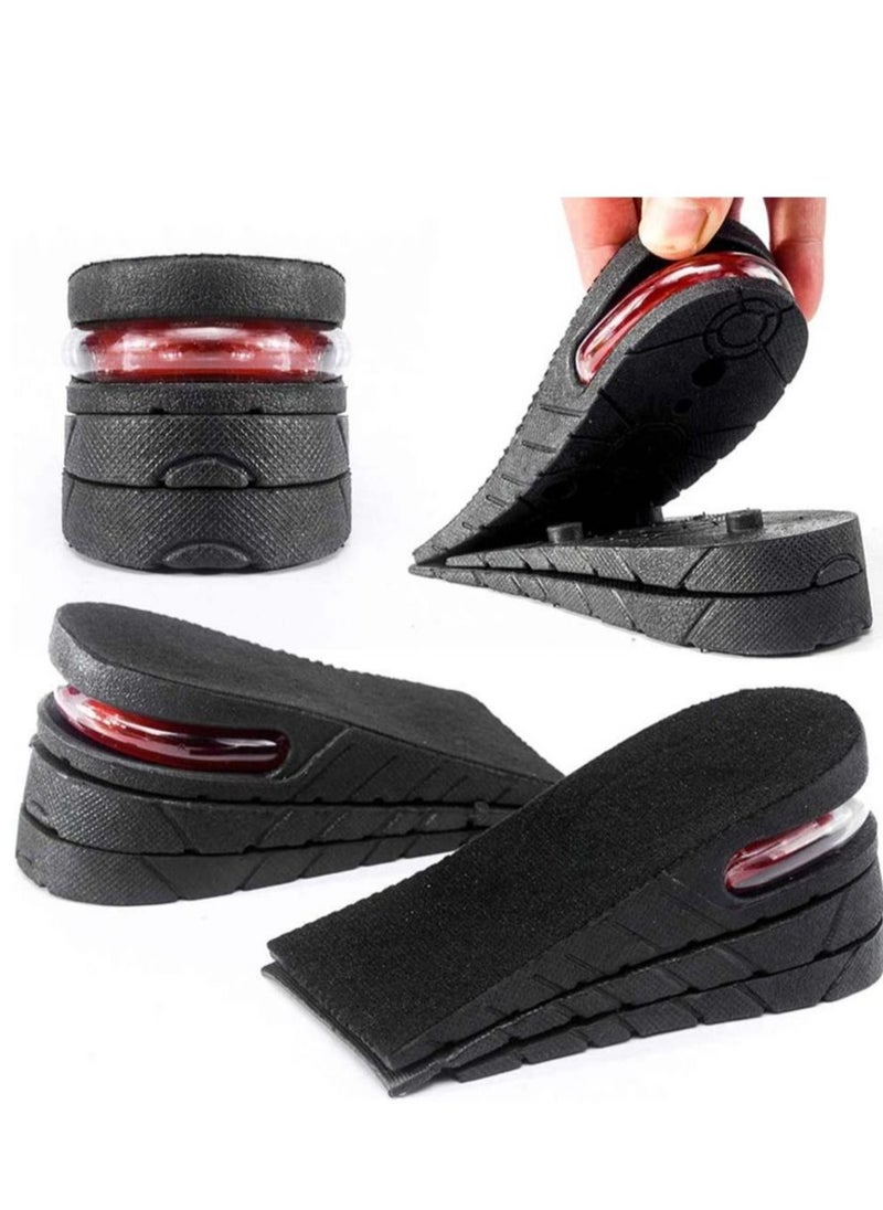 Captaintech Height Increase Insole, 3-Layer Air Cushion Heel Insert Lift Shoes Insole Half Shoe Pad Men's Premium Height-Increase Inserts Black for Men and Women, 2Pairs  - Image 1