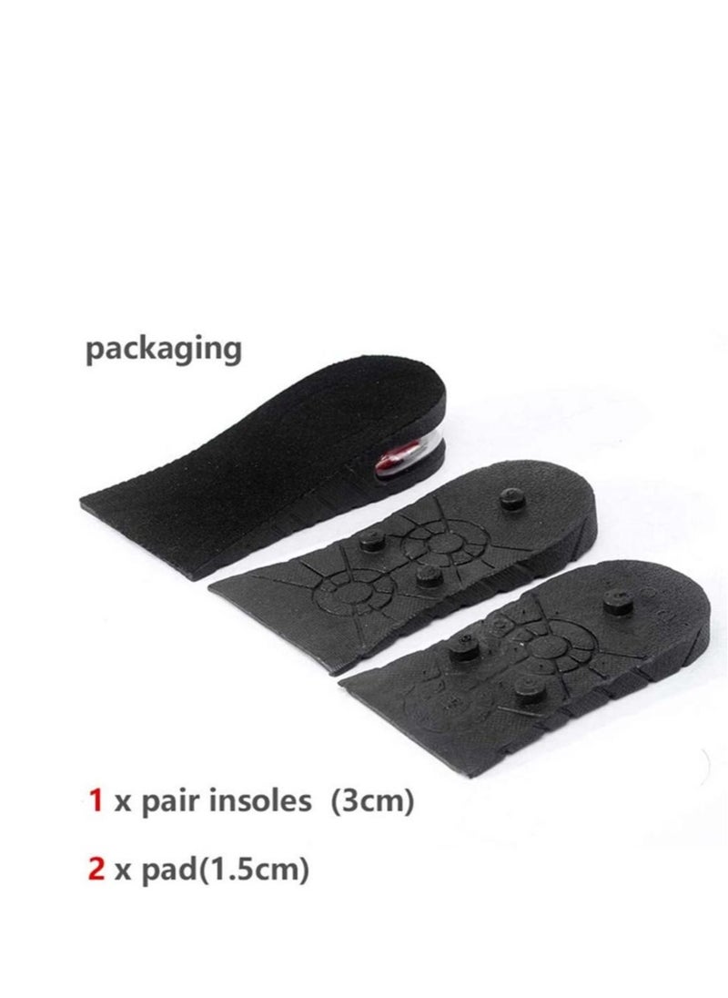Captaintech Height Increase Insole, 3-Layer Air Cushion Heel Insert Lift Shoes Insole Half Shoe Pad Men's Premium Height-Increase Inserts Black for Men and Women, 2Pairs  - Image 4