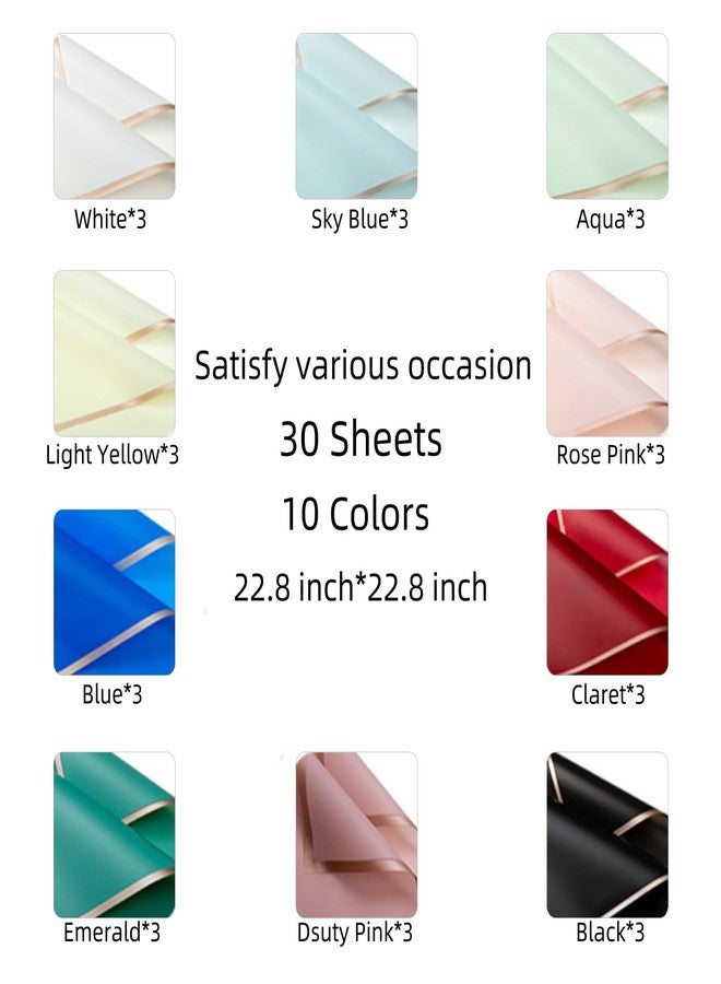 Bupduq 30 Sheets 10colors Flower Bouquet Wrapping Paper，Florist Supplies Waterproof Floral Bouquet Wrapping Paper Bouquet Accessorie，Flower Shop Packaging Pape for DIY Gift Wedding Birthday - Image 4