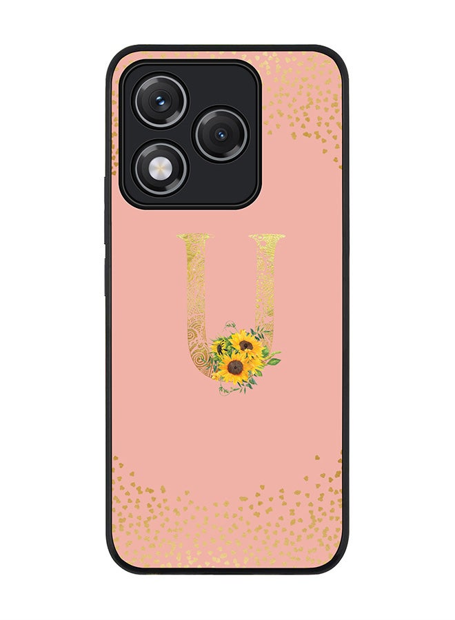 Stylizedd For Honor 400 Lite Case,Slim fit Camera Protection, Shockproof Thin Phone cover  - Custom Floral Monogram - U  (Rose Pink )