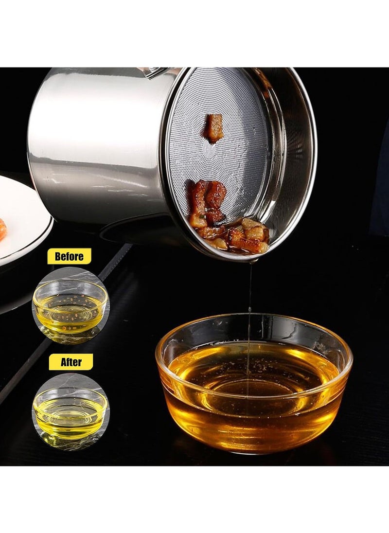 2L Grease Container with Strainer, Stainless Steel Oil Container for Storing Frying Oil and Cooking Grease, with Lid u0026 Handle Suitable for Home Use - Image 3