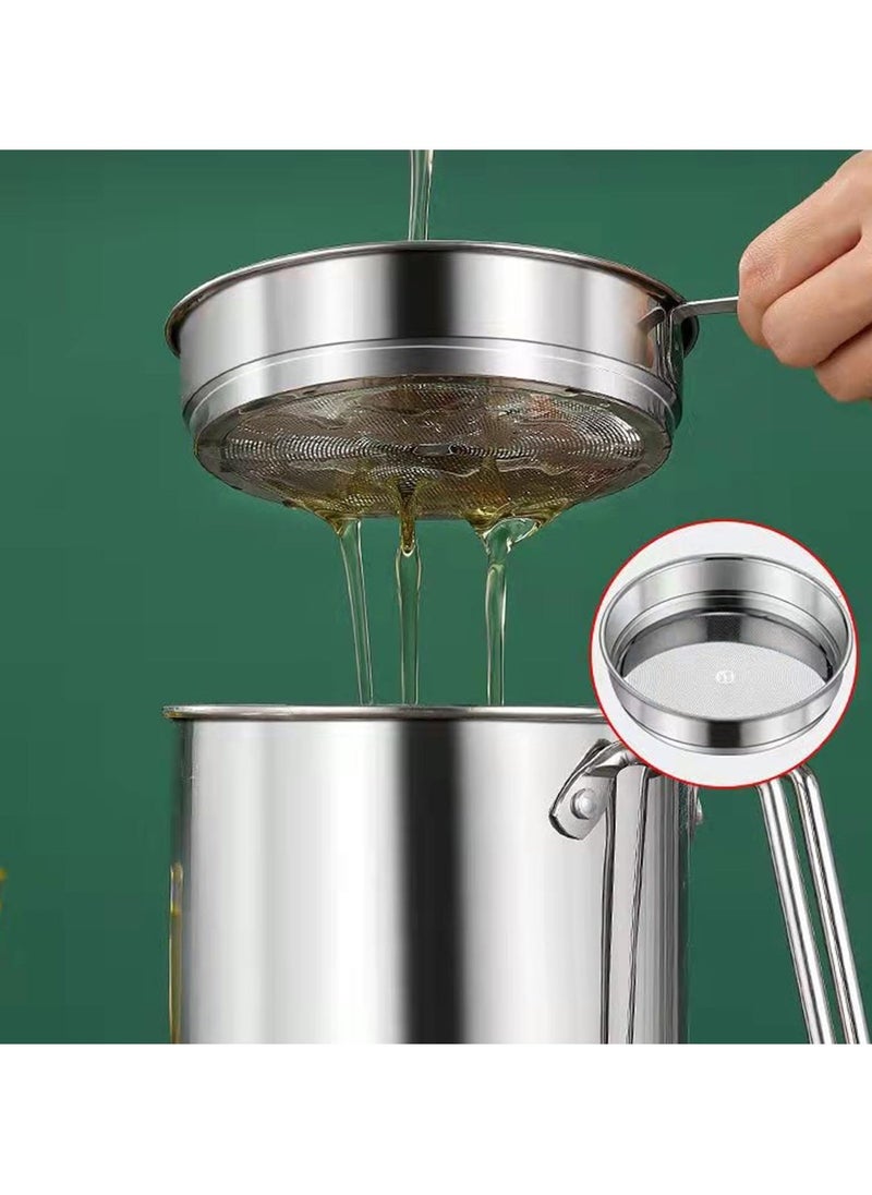 2L Grease Container with Strainer, Stainless Steel Oil Container for Storing Frying Oil and Cooking Grease, with Lid u0026 Handle Suitable for Home Use - Image 4