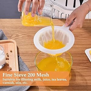 Olrada Nylon Food Filter Mesh Soy Milk Filter Compatible Kitchen Funnel for Filtering Juice, Wine, Milk, Soy Milk Strainer (Milk Strainer Big) - Image 4