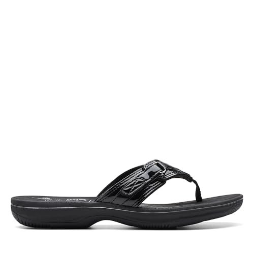 Clarks Women's Breeze Sea Flip-Flop, Black Patent, 9 - Image 2