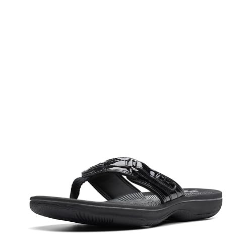Clarks Women's Breeze Sea Flip-Flop, Black Patent, 9 - Image 1