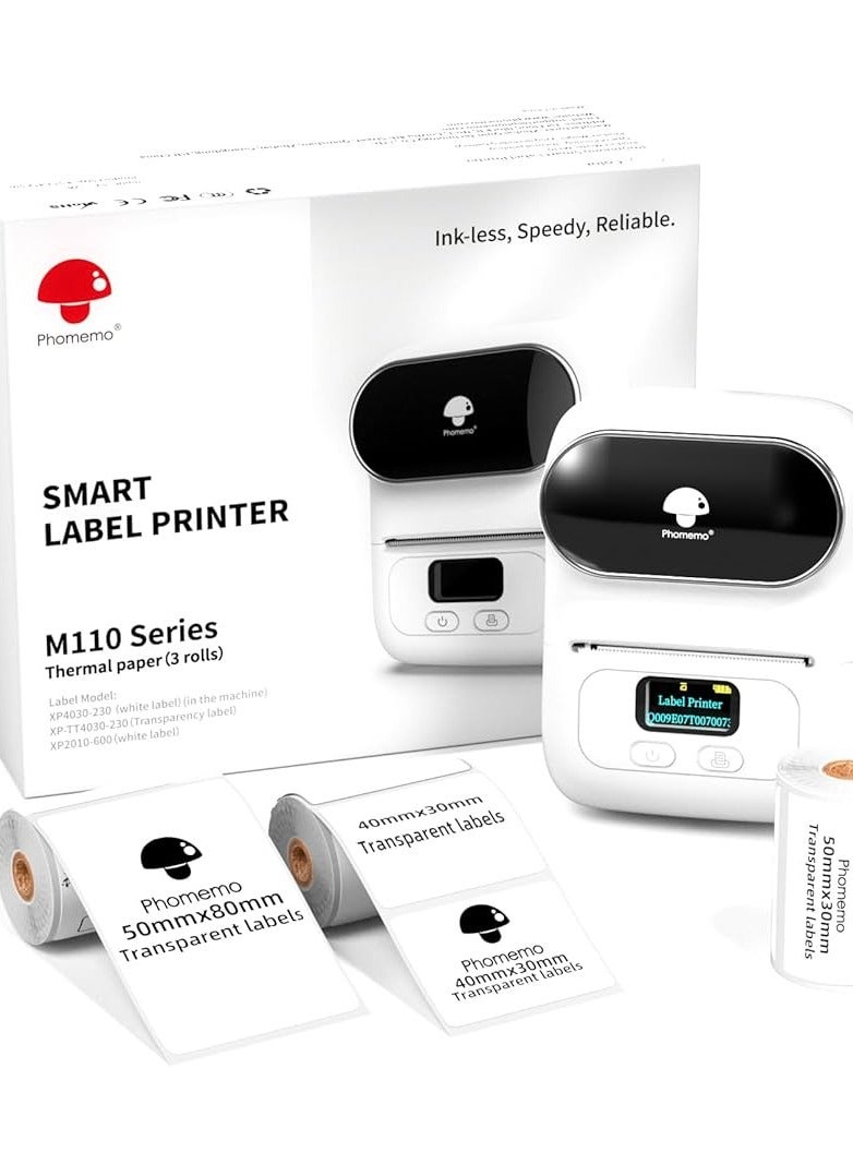 Phomemo Label Printer - M110 Address Label Maker Bluetooth Thermal Portable Label Maker Machine Printer Compatible with Phones & PC White - Image 1