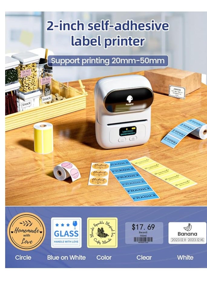 Phomemo Label Printer - M110 Address Label Maker Bluetooth Thermal Portable Label Maker Machine Printer Compatible with Phones & PC White - Image 2