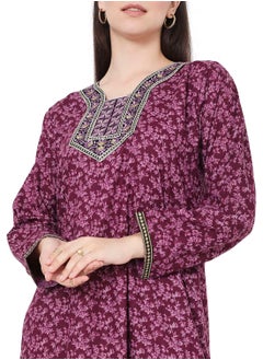 HANA & SARA LONG PRINTED THREAD EMBROIDERY MODEST ARABIC KAFTAN JALABIYA DRESSES  - Image 3