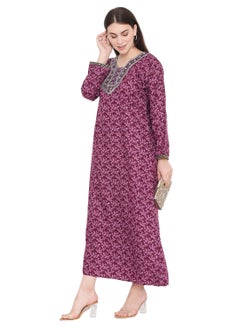 HANA & SARA LONG PRINTED THREAD EMBROIDERY MODEST ARABIC KAFTAN JALABIYA DRESSES  - Image 4